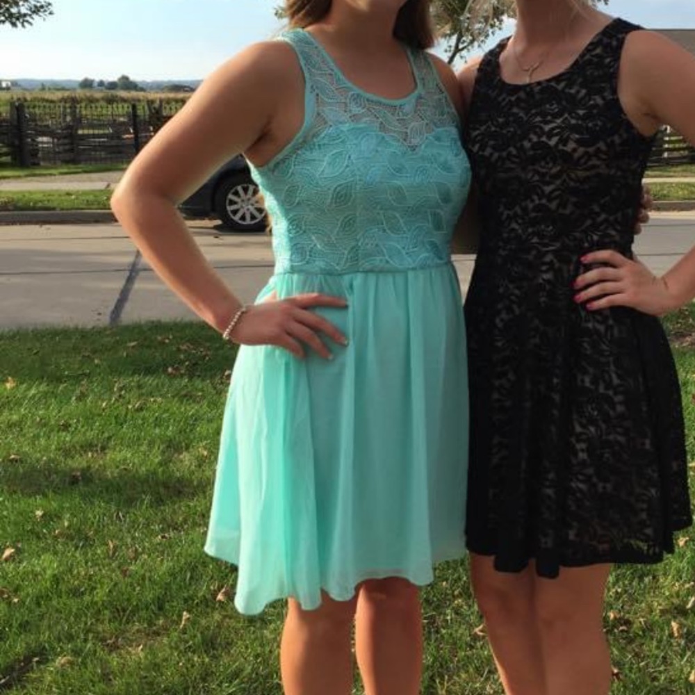 Mint Green Sparkly Semi Formal Dress